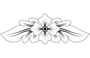black line. Floral vintage filigree. Decorative ornate motif engraving vector