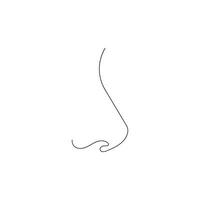 Nose drawn in one continuous line. One line drawing, minimalism. Vector illustration.