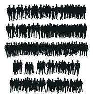 imagen de multitud silueta, grupo de gente. trabajadores, audiencia, atestado, corporativo, laboral, trabajo en equipo vector