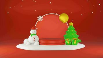 3d animazione per Natale stagione celebrazione sociale media inviare modello con podio, adatto per viaggio agenzia o Prodotto campagna. video