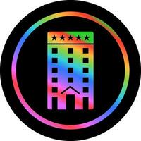 icono de vector de edificio de cinco estrellas