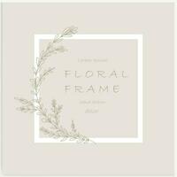 Hand-drawn floral frames with flowers, branches, and leaves. Wreath. Elegant logo template. Vector illustration for labels, branding business identity, and wedding invitations.