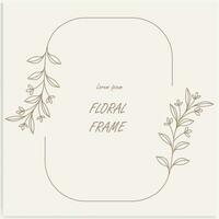 Hand-drawn floral frames with flowers, branches, and leaves. Wreath. Elegant logo template. Vector illustration for labels, branding business identity, and wedding invitations.