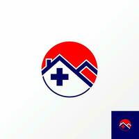 Logo design graphic concept creative abstract premium vector stock sign circle block with double roof house chimney. Related to property home healthy