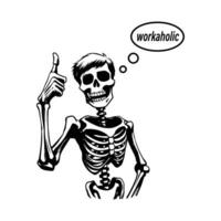 trabajador obsesivo esqueleto silueta vector