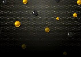 Abstract shiny background with golden dots and glossy beads vector