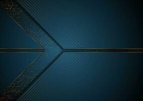 Dark blue and golden abstract tech geometric background vector