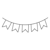 Cute doodle holiday garland. Vector hand drawn holiday flags on string isolated on white background.