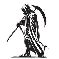 Death in a cloak hand drawn sketch in doodle Halloween style Vector illustration