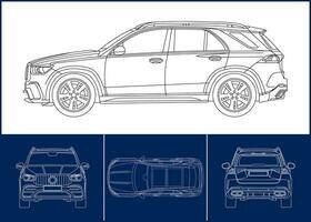 Sport Car template Transportation outline stroke template, Blueprint layout, Wrap sticker, air brush, vynils, recolor project. Vector eps 10