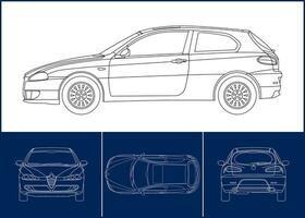 Sport Car template Transportation outline stroke template, Blueprint layout, Wrap sticker, air brush, vynils, recolor project. Vector eps 10