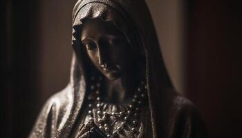 A woman praying, symbol of spirituality and Catholicism in Christianity generated by AI photo