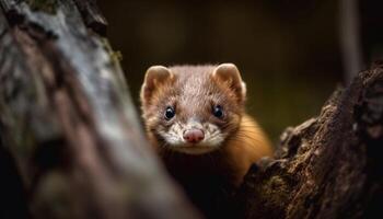 Cute mammal, small rodent, fluffy fur, looking at camera, sitting generated by AI photo