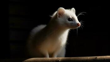 A cute fluffy kitten sitting, looking up with playful curiosity generated by AI photo