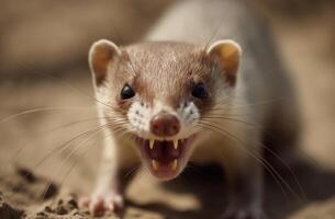 Cute small mammal, fluffy fur, playful rat, adorable whisker generated by AI photo