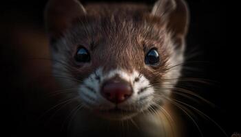 Cute kitten with fluffy fur, looking at camera with curiosity generated by AI photo