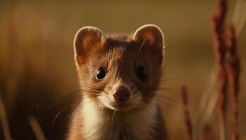 Cute mammal, small and fluffy, with a playful curiosity generated by AI photo