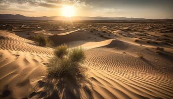 Sunset over the arid African landscape, a majestic beauty in nature generated by AI photo