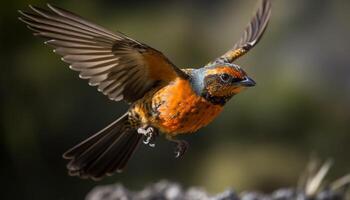A beautiful bird perches on a branch, spreading its wings generated by AI photo