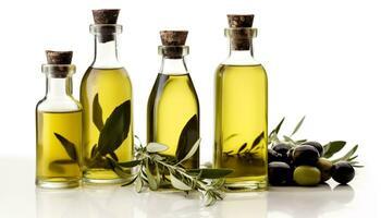 Healthy eating Fresh, organic olive oil, a healthy cooking condiment generated by AI photo