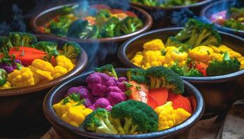 Fresh, healthy vegetables create a colorful, delicious and nutritious meal generated by AI photo