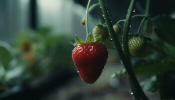 Fresh strawberry, ripe and sweet, a refreshing taste of summer generated by AI photo