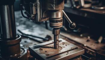 Metal industry workshop precision engineering with automated machinery and tools generated by AI photo