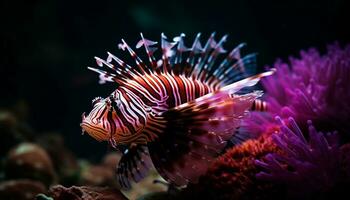 Underwater fish reef showcases the beauty of multi colored aquatic animals generated by AI photo