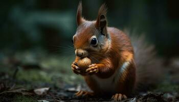 un linda pequeño mamífero sentado en el césped, mirando a cámara generado por ai foto