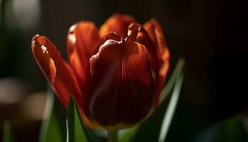 Vibrant tulip blossom in nature, a gift of colorful elegance generated by AI photo