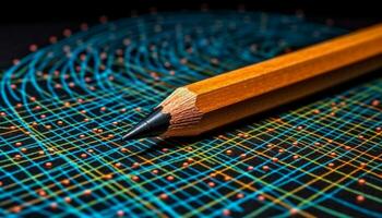 Colorful pencils on a wooden table, sparking creativity and education generated by AI photo