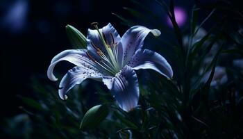 un hermosa púrpura orquídea florecer en un formal jardín generado por ai foto