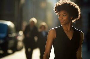 Young adult women outdoors, smiling, looking at camera confidently generated by AI photo