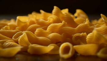 Healthy eating Close up of fresh, organic, Italian pasta variations generated by AI photo