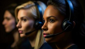 Smiling women in a call center providing excellent customer service generated by AI photo