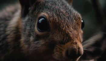 Cute small mammal with fluffy fur and whiskers, looking at camera   generated by AI photo