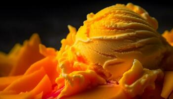 Freshness and sweetness of homemade ice cream in vibrant summer colors generated by AI photo