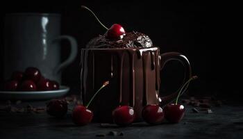 Freshness of summer berries on a rustic wooden table generated by AI photo