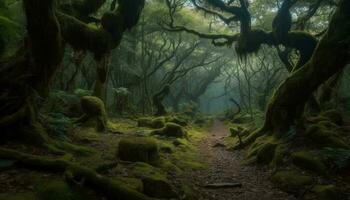 Mysterious underwater adventure reveals spooky beauty in tropical rainforest generated by AI photo