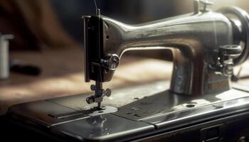 Sewing machine, textile industry, garment manufacturing, creativity generated by AI photo