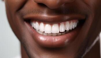 Smiling young woman with a fresh, toothy smile exuding confidence generated by AI photo