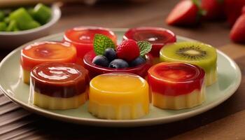 Freshness and sweetness in a gourmet dessert of berry fruit generated by AI photo