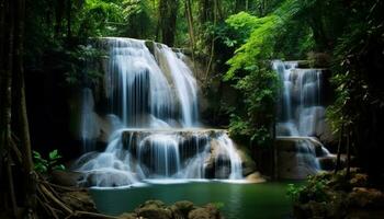 naturaleza belleza en movimiento un tropical selva liso, rápido fluido agua generado por ai foto