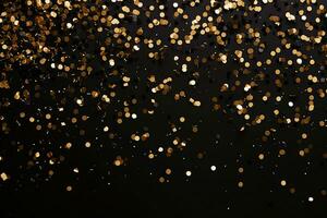 Ai generative.  Golden confetti on black background photo