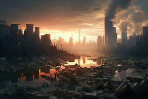 Ai generative.  Environmental disaster. Environmental pollution photo