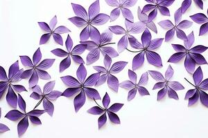 Ai generative.  Purple flower petals on white background photo