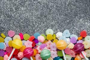Sweet lollipops and candies photo