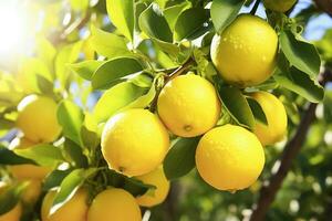 limones en el árbol. ai generativo. foto