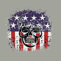 skull with american flag, grunge vintage design t shirts vector