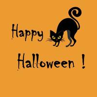 Happy Halloween. Happy Halloween lettering with black cat. vector